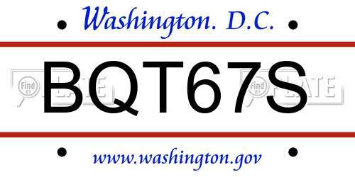BQT67S District Of Columbia License Plate