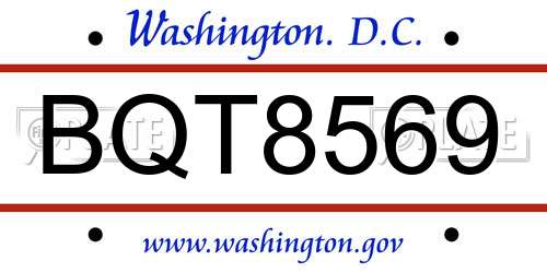 BQT8569 District Of Columbia License Plate