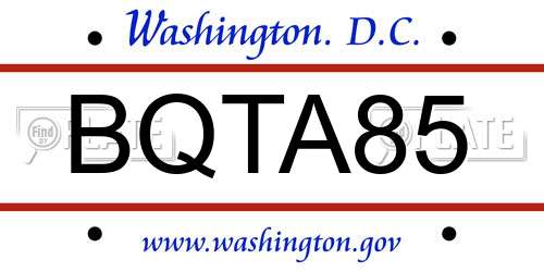 BQTA85 District Of Columbia License Plate