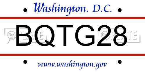 BQTG28 District Of Columbia License Plate