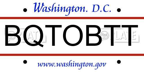 BQTOBTT District Of Columbia License Plate