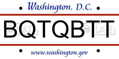 BQTQBTT District Of Columbia License Plate