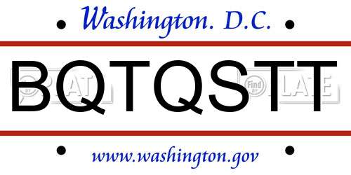 BQTQSTT District Of Columbia License Plate