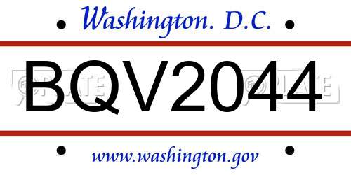 BQV2044 District Of Columbia License Plate