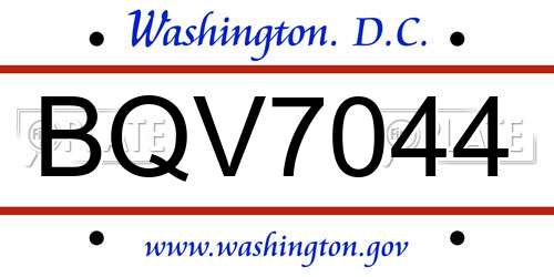 BQV7044 District Of Columbia License Plate