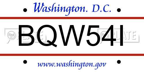 BQW54I District Of Columbia License Plate