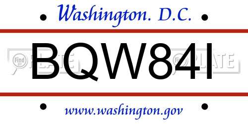 BQW84I District Of Columbia License Plate