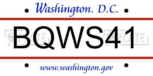 BQWS41 District Of Columbia License Plate