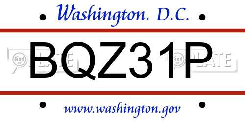 BQZ31P District Of Columbia License Plate