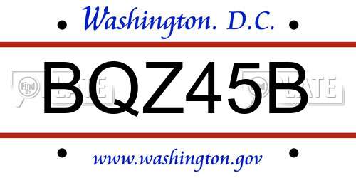 BQZ45B District Of Columbia License Plate