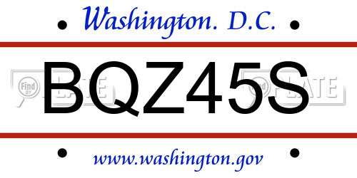 BQZ45S District Of Columbia License Plate