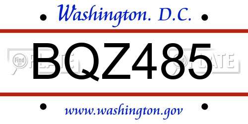 BQZ485 District Of Columbia License Plate
