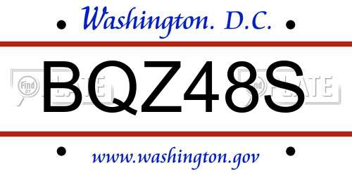 BQZ48S District Of Columbia License Plate