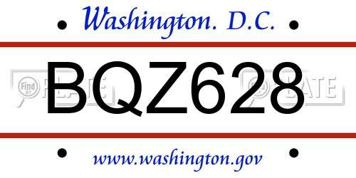 BQZ628 District Of Columbia License Plate