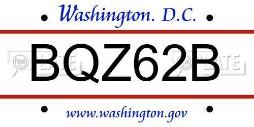 BQZ62B District Of Columbia License Plate