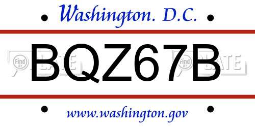 BQZ67B District Of Columbia License Plate