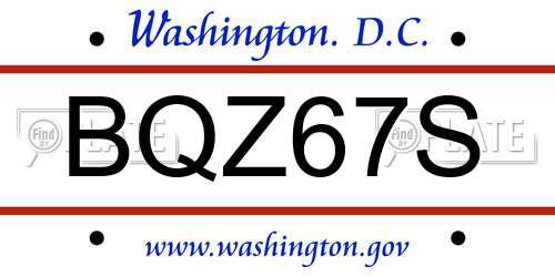 BQZ67S District Of Columbia License Plate