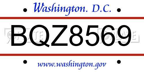 BQZ8569 District Of Columbia License Plate