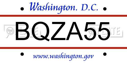 BQZA55 District Of Columbia License Plate