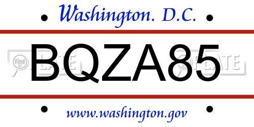 BQZA85 District Of Columbia License Plate