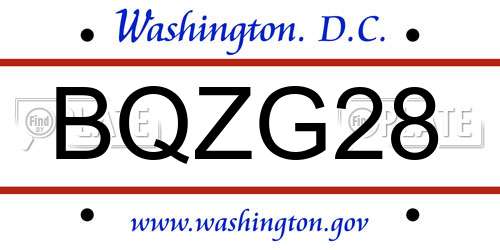BQZG28 District Of Columbia License Plate
