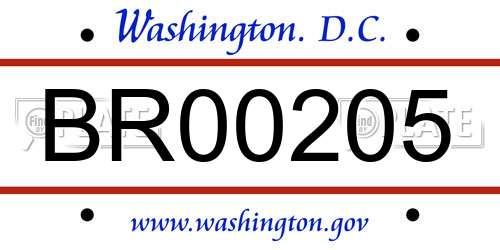 BR00205 District Of Columbia License Plate
