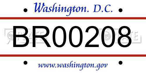BR00208 District Of Columbia License Plate