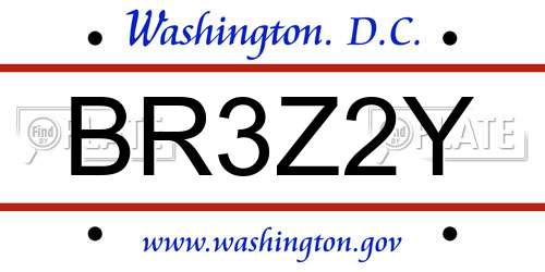 BR3Z2Y District Of Columbia License Plate