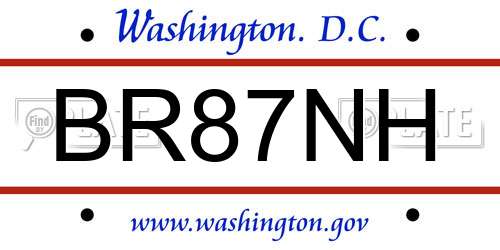 BR87NH District Of Columbia License Plate