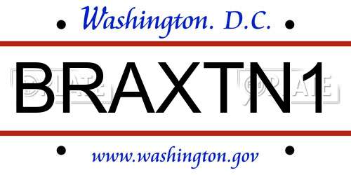BRAXTN1 District Of Columbia License Plate