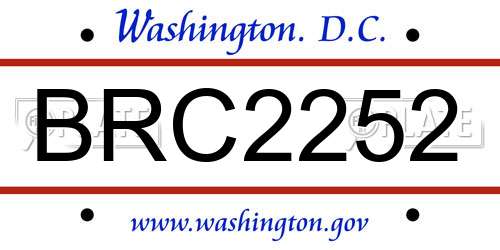 BRC2252 District Of Columbia License Plate