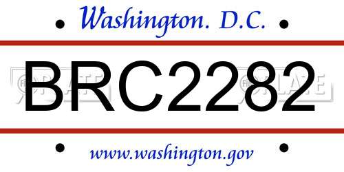 BRC2282 District Of Columbia License Plate