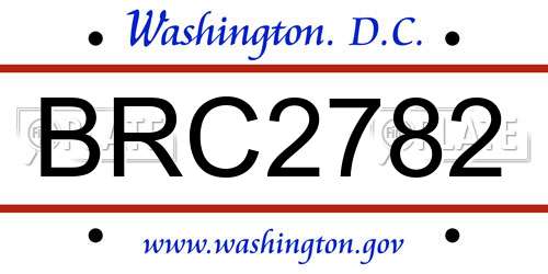 BRC2782 District Of Columbia License Plate