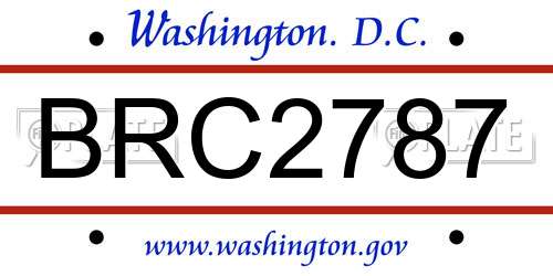BRC2787 District Of Columbia License Plate