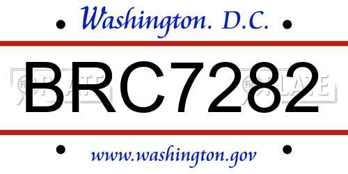 BRC7282 District Of Columbia License Plate