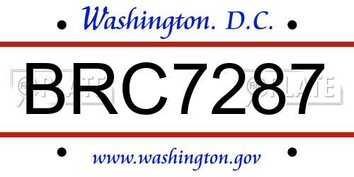 BRC7287 District Of Columbia License Plate