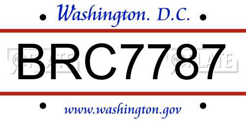 BRC7787 District Of Columbia License Plate