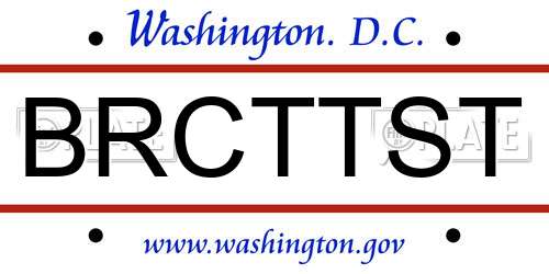 BRCTTST District Of Columbia License Plate