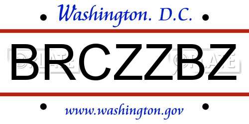 BRCZZBZ District Of Columbia License Plate