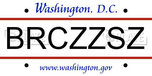 BRCZZSZ District Of Columbia License Plate