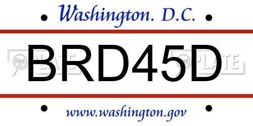 BRD45D District Of Columbia License Plate