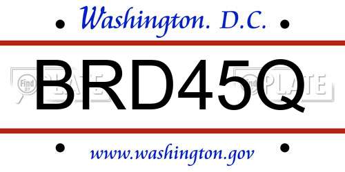 BRD45Q District Of Columbia License Plate