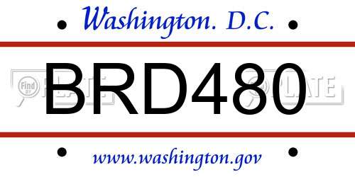 BRD480 District Of Columbia License Plate