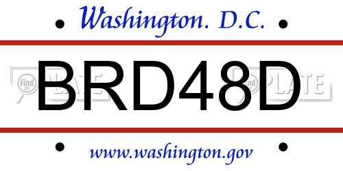 BRD48D District Of Columbia License Plate