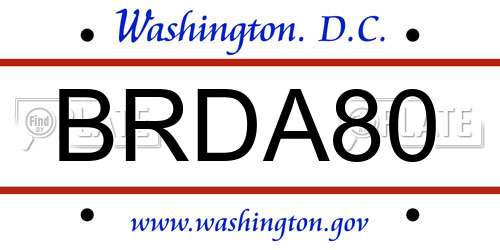 BRDA80 District Of Columbia License Plate