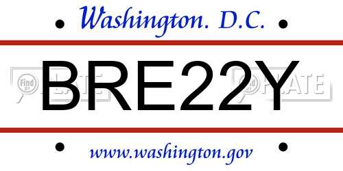 BRE22Y District Of Columbia License Plate
