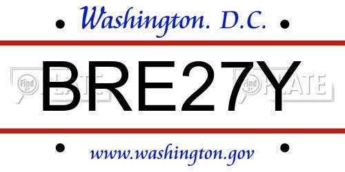 BRE27Y District Of Columbia License Plate
