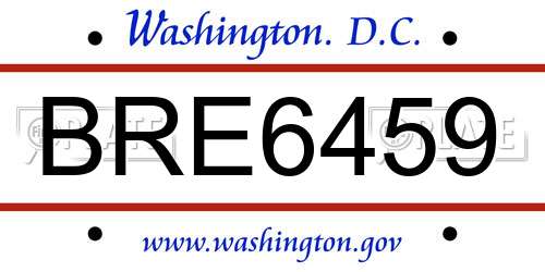 BRE6459 District Of Columbia License Plate