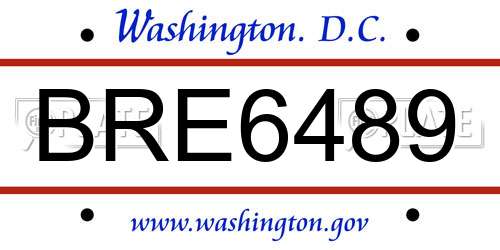 BRE6489 District Of Columbia License Plate