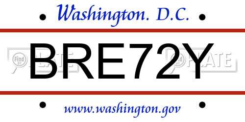 BRE72Y District Of Columbia License Plate